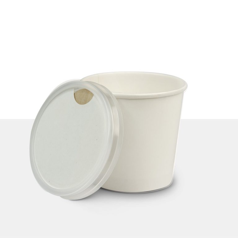 100ml paper ice cream cup with wooden spoon in lid
