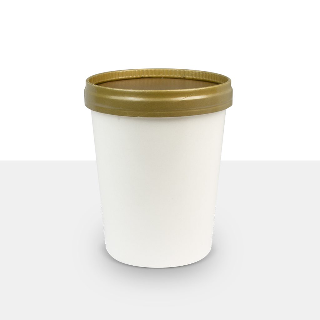 500ml paper ice cream cup with gold plastic lid